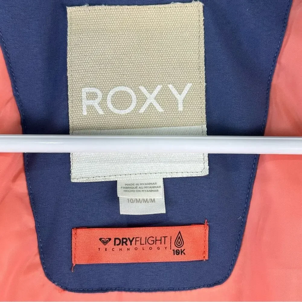 Roxy Jetty Girl Navy Blues & Coral Ski Snow Jacket Size 10/Medium 10K Waterproof
